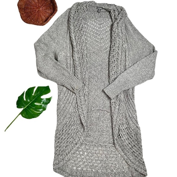 Eddie Bauer Open Front Knitted Gray Grey Cardigan Duster Size 2x plus size - Picture 2 of 15